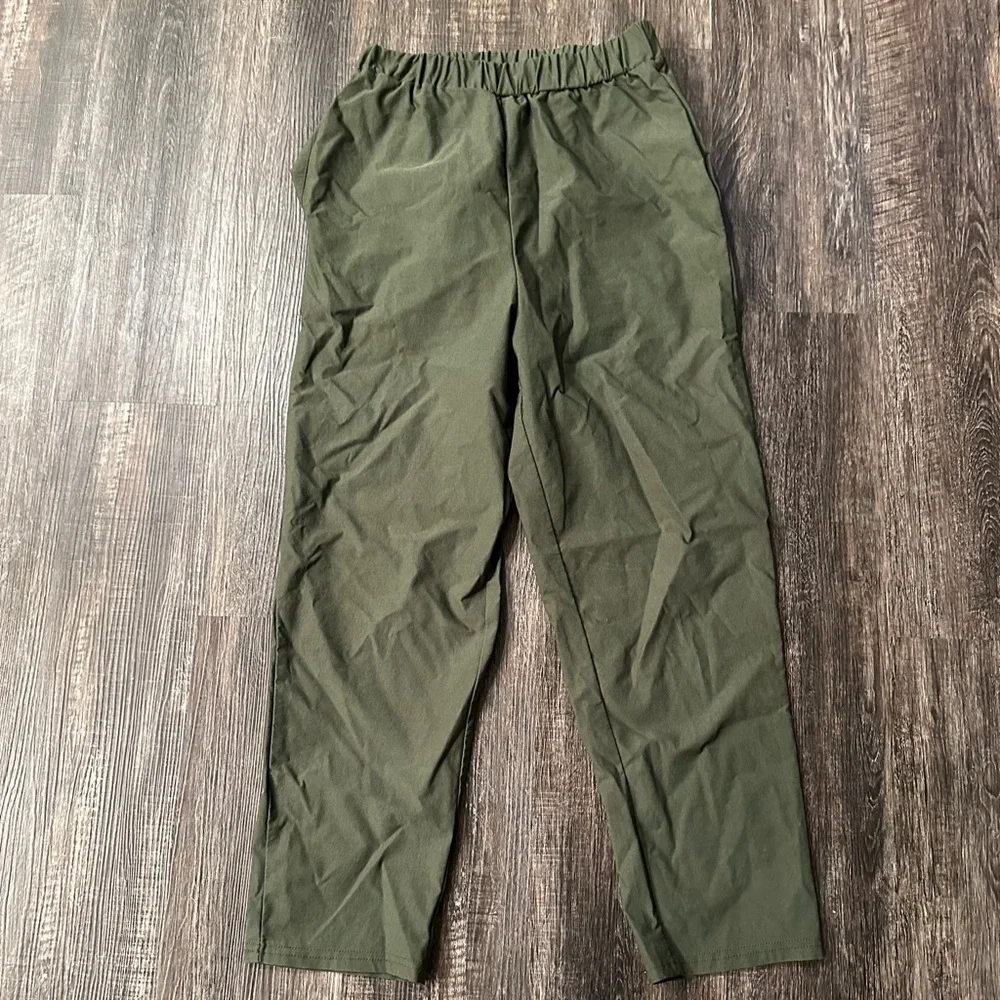 Olive Green Women's Casual Pants - Picture 4 of 9